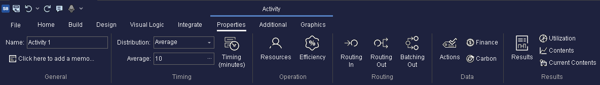 Simul8 Activity Ribbon