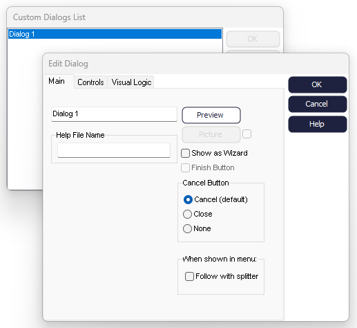 Simul8 Dialogs Main