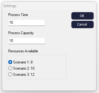 Simul8 Dialogs Example display