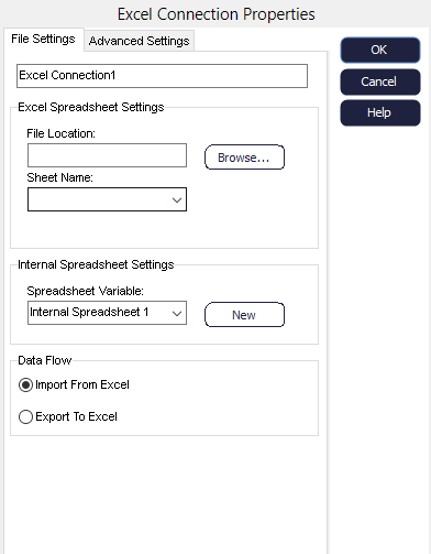 Simul8 Excel Connection Properties File Settings