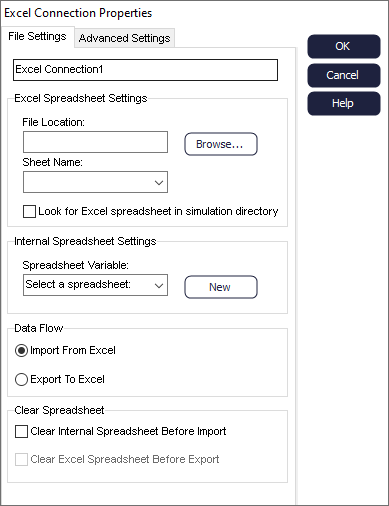 Simul8 Excel Connection Properties