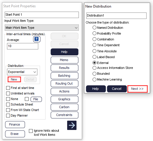 Simul8 External Distribution Set Up