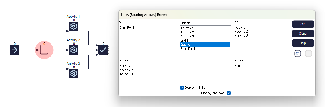 Links dialog