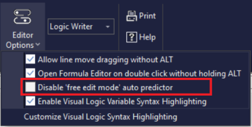 Simul8 Visual Logic auto predictor - disable