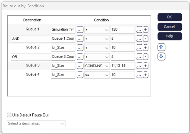 Route Out by Multiple Condition in Simul8 2018