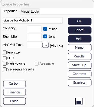 Simul8 Queue Properties Dialog