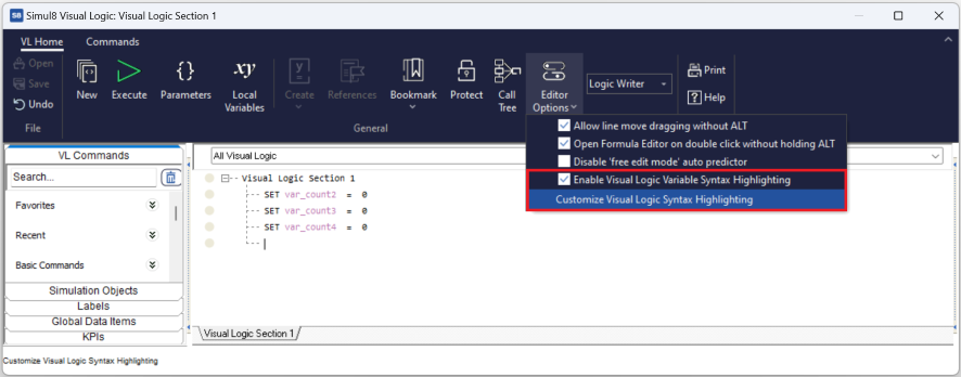 Editor Options - Syntax Highlighting