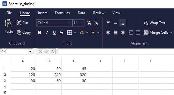 Simul8 Spreadsheets Window