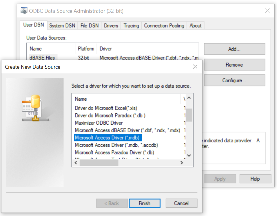 Choose database type