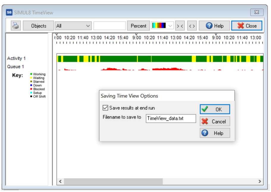 Simul8 TimeView Save Results on End Run